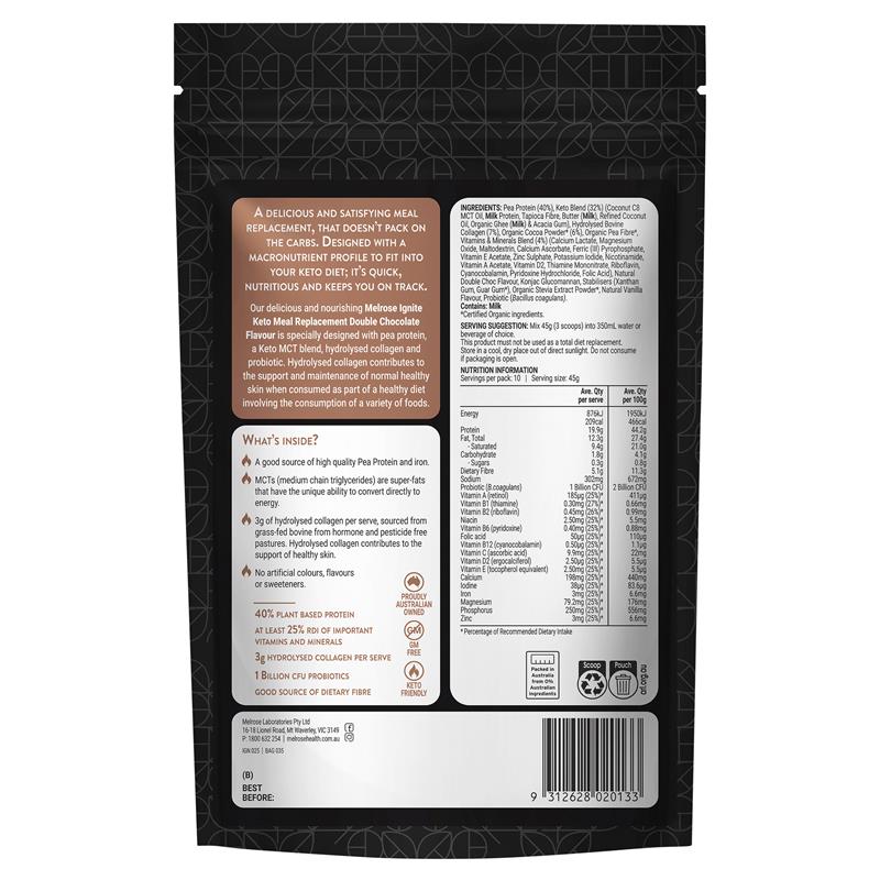 Melrose Ignite Keto Meal Replacement With Double Chocolate 450g