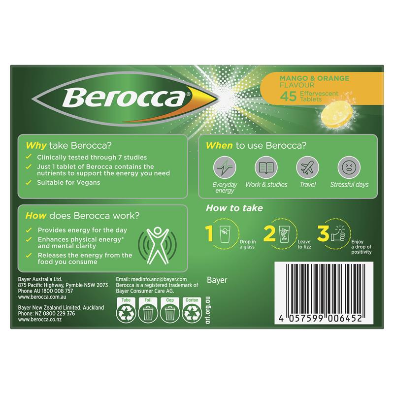 Berocca 能量芒果橙味泡腾片 45 片