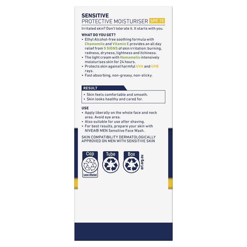 NIVEA MEN Sensitive Protective Moisturiser SPF15 75ml