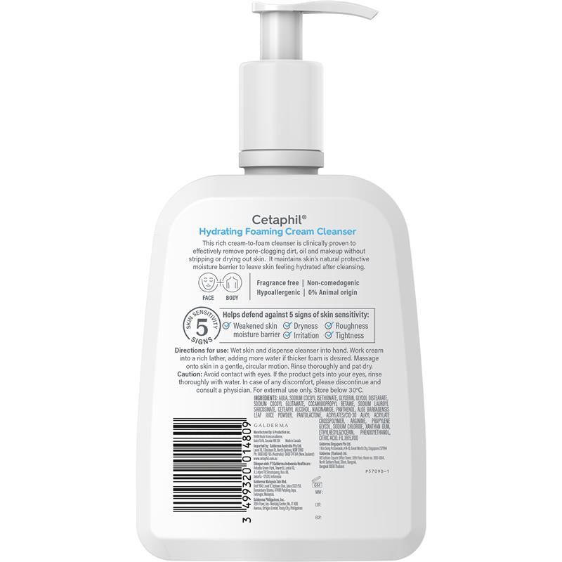 Sữa rửa mặt tạo bọt dưỡng ẩm Cetaphil Hydrating Foaming Cream 473ml