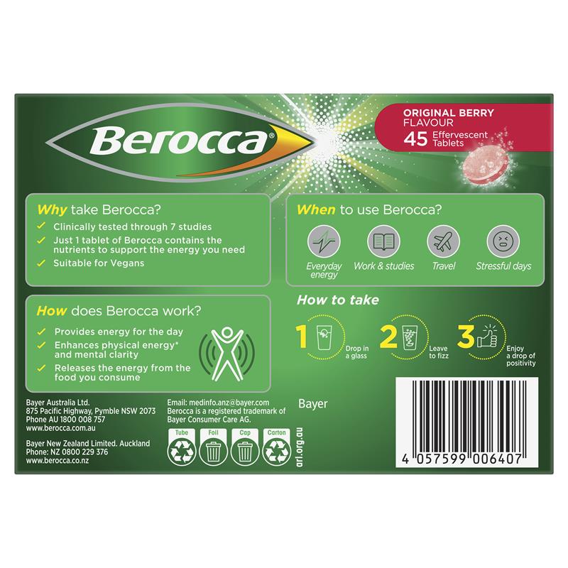 Berocca Energy Original Berry 45 Effervescent Tablets