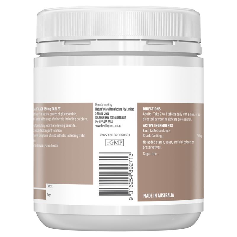 Healthy Care Shark Cartilage 750mg 200 Viên