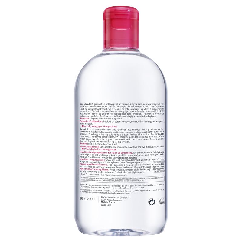 Bioderma Sensibio H2O Soothing Micellar Water Cleanser 500ml