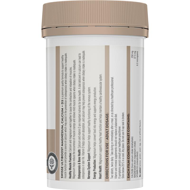 Swisse Ultiboost Magnesium Calcium + Vitamin D 120 Viên