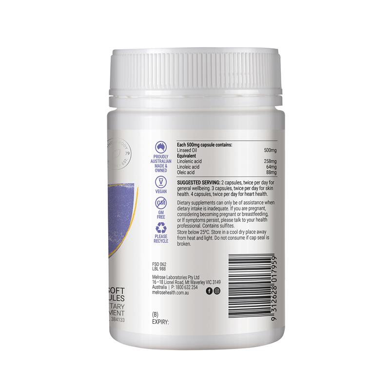 Melrose Organic Flaxseed Vegan 500mg 240 Capsules