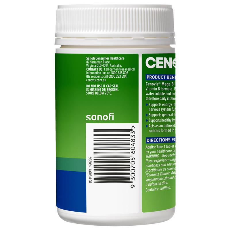 Cenovis 超级维生素 B,含生物素、B3、B6 + B12,提供能量 - 250 片(独家尺寸)