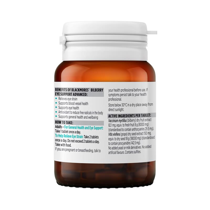 Blackmores Bilberry Eye Support Vitamin nâng cao 30 viên
