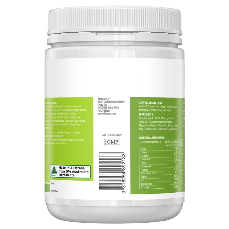 Viên tảo xoắn Healthy Care Super Spirulina 400