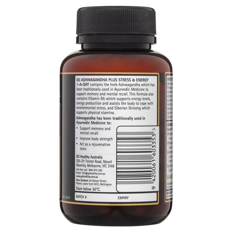 GO Healthy Ashwagandha Plus Stress & Energy 1-A-DAY 60 Hard Capsules