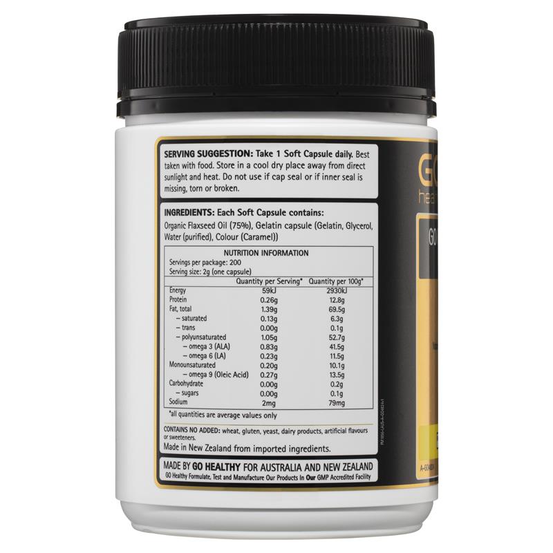 GO Healthy Flaxseed Oil 1500mg 200 Softgel Capsules