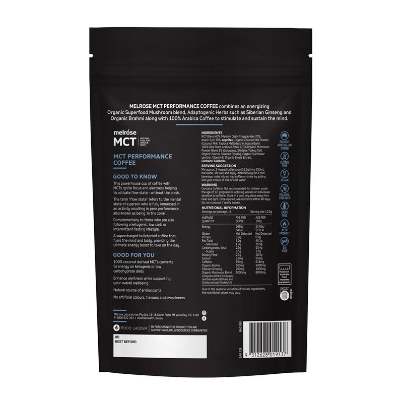 Bột cà phê Melrose MCT Performance 175g