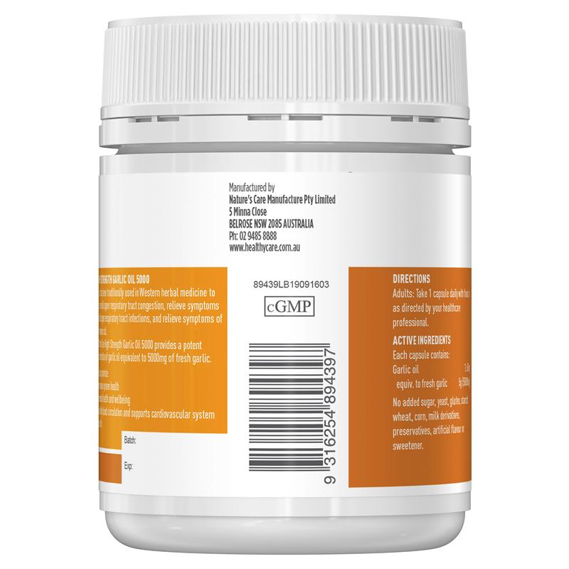Healthy Care 高强度大蒜油 5000 毫克 150 粒胶囊