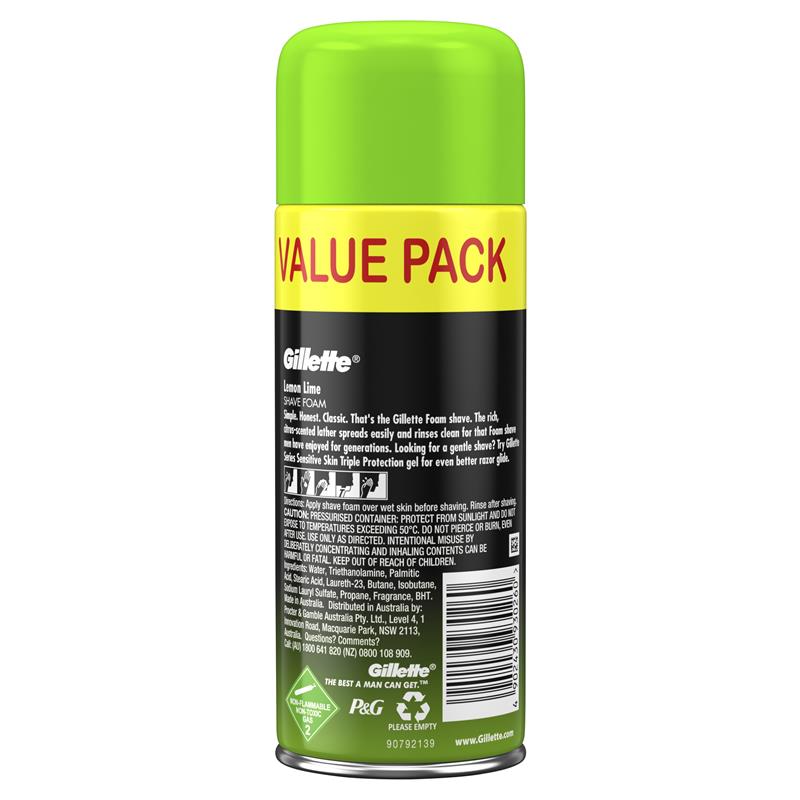 Bọt cạo râu Gillette hương chanh/chanh dây gói giá trị 333g