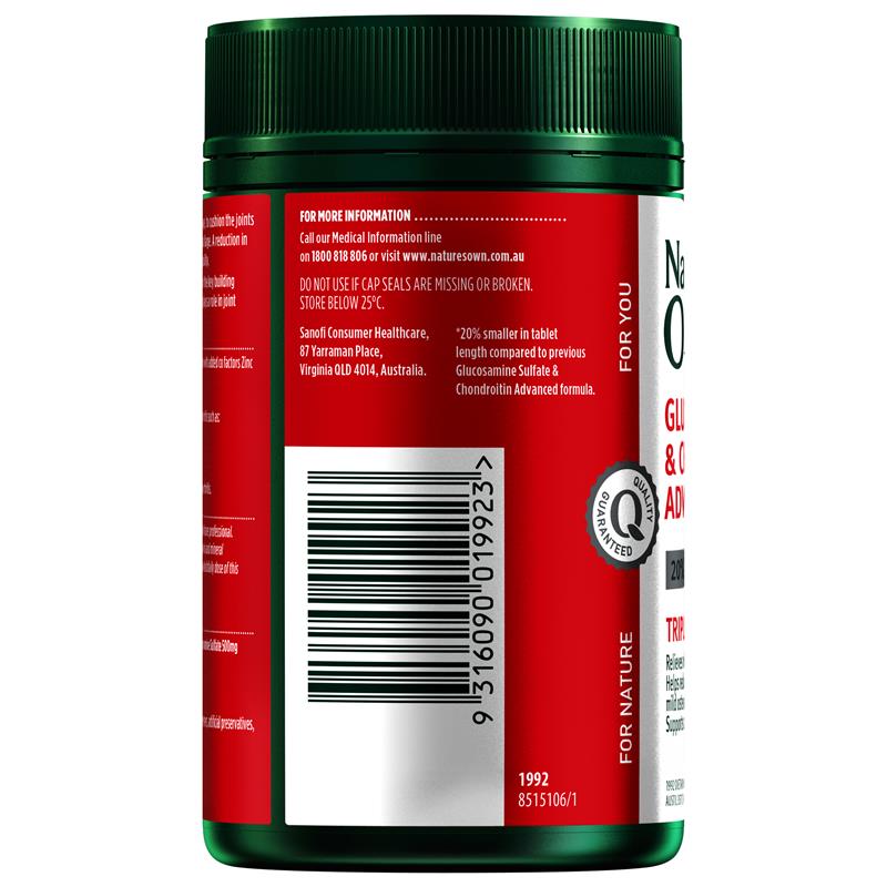 Nature's Own Glucosamine Sulfate & Chondroitin Advanced 180 Viên