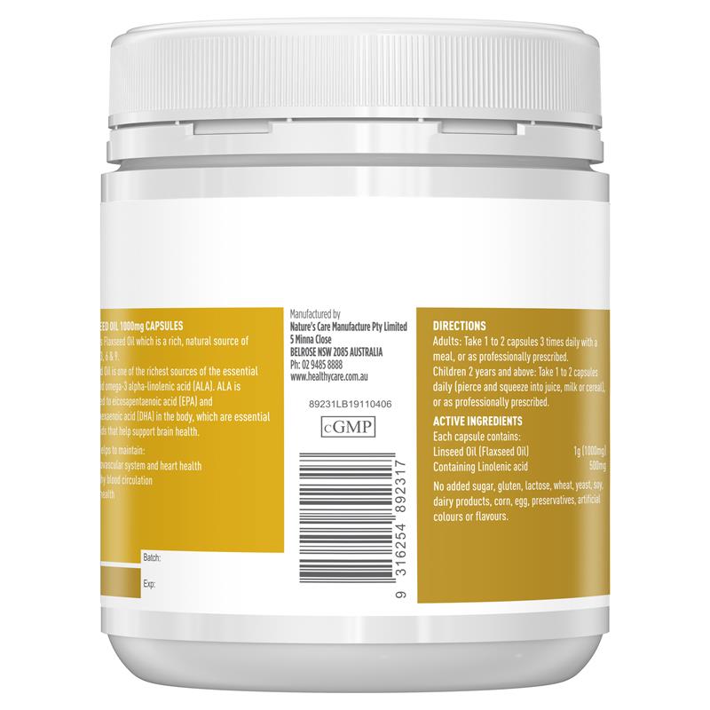 Dầu hạt lanh Healthy Care Super 1000mg 200 viên nang