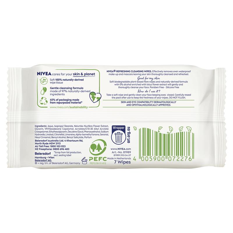 NIVEA Daily Essentials 清爽洁面湿巾 7 片装