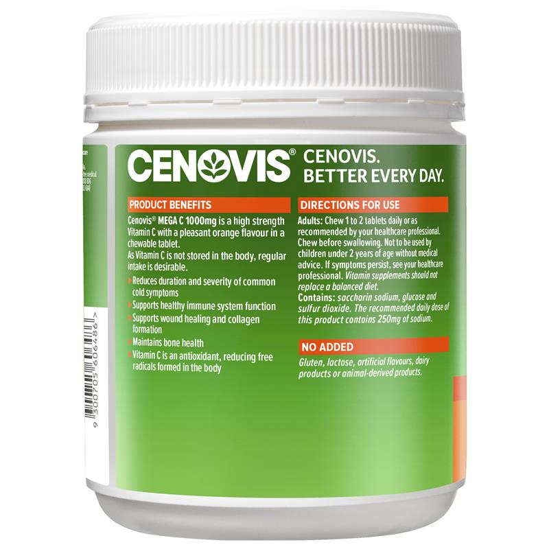 Cenovis Mega 维生素C(用于免疫支持)1000毫克 200片橙味咀嚼片