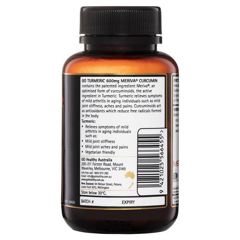 GO Healthy Turmeric 600mg Meriva Curcumin 60 Vege Capsules