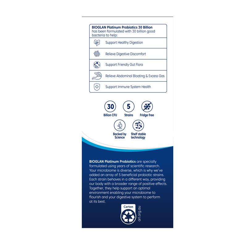Bioglan Platinum Probiotics Daily 30 Billion 30 Capsules