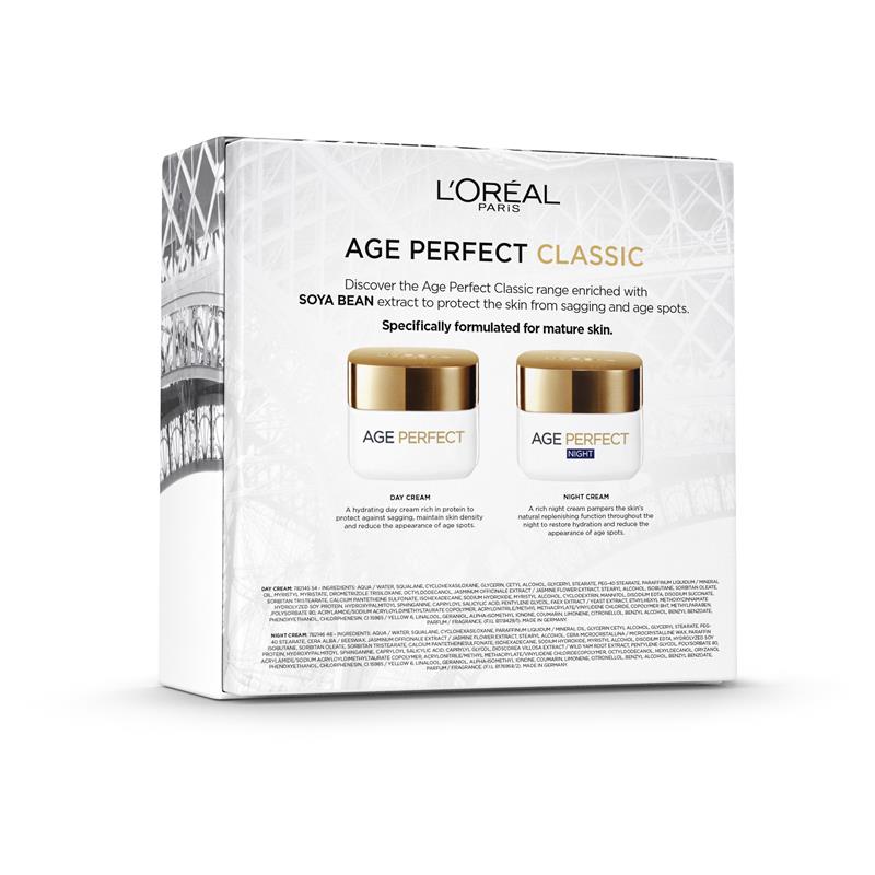 Bộ quà tặng kem dưỡng da ban ngày và ban đêm L'Oreal Paris Age Perfect Classic