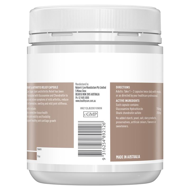 Viên uống hỗ trợ giảm đau khớp và viêm khớp Healthy Care Super Joint & Arthritis Relief 200 viên
