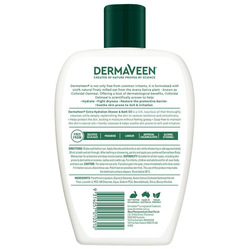 Dầu tắm và dưỡng ẩm DermaVeen Extra Hydration dành cho da cực khô, ngứa và nhạy cảm 1L