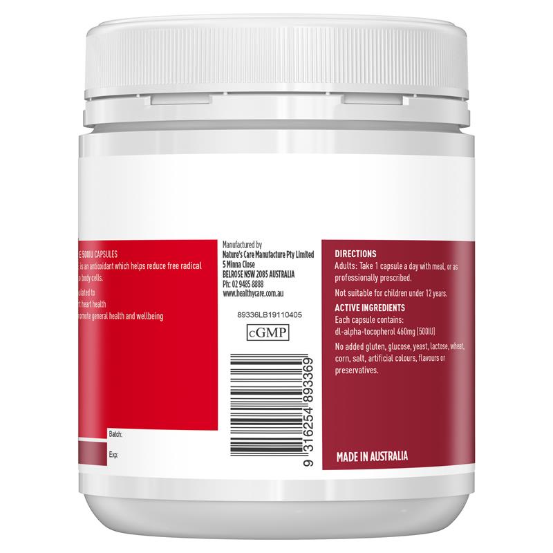 Vitamin E Healthy Care 500IU 200 Viên