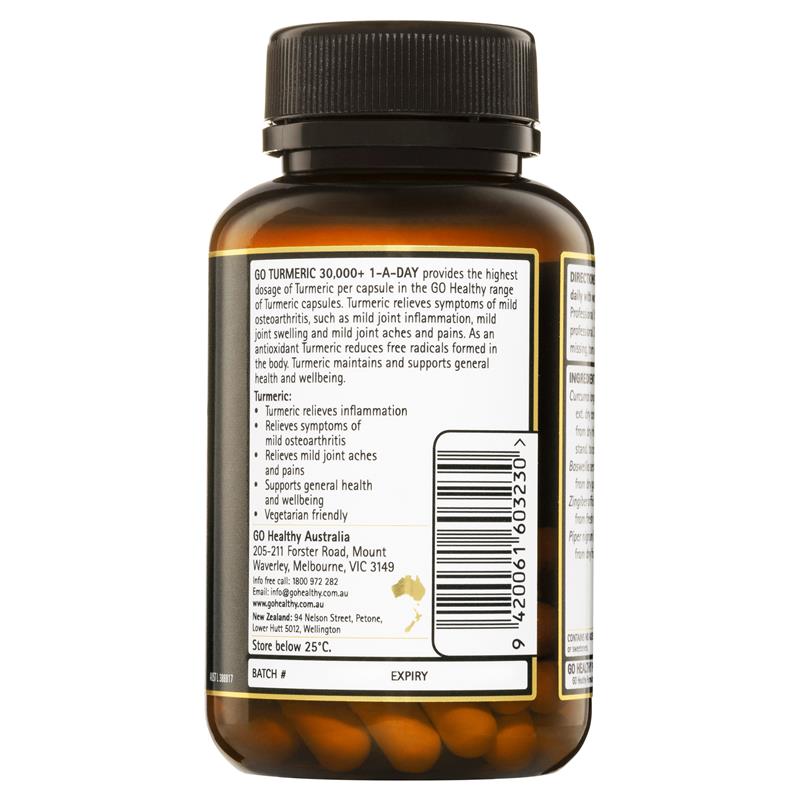 GO Healthy Turmeric 30000+ 1 A Day 30 Vege Capsules