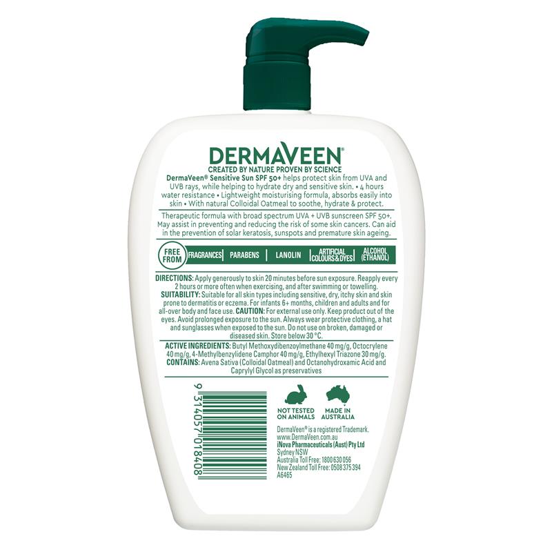 Kem dưỡng ẩm cho mặt và cơ thể DermaVeen Sensitive Sun SPF 50+ 500g