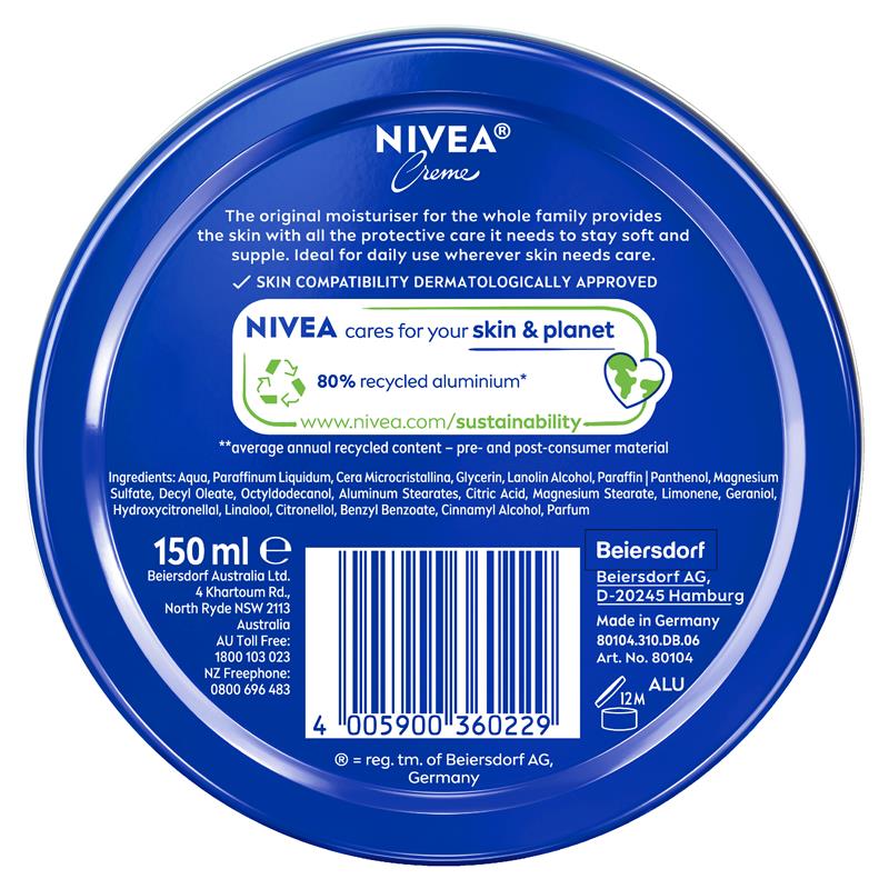 NIVEA Creme Moisturiser Face Body Hands 150ml