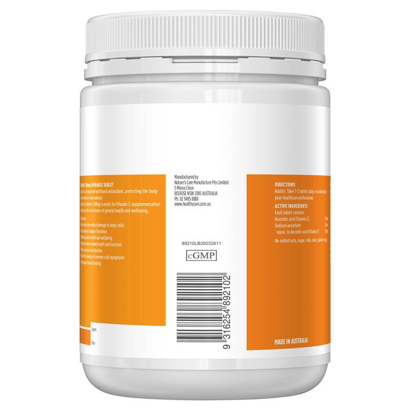 Healthy Care Vitamin C 500mg dạng nhai 500 viên