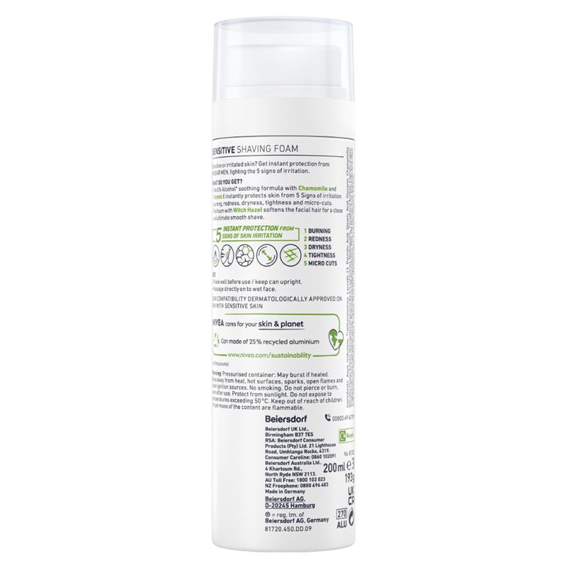 NIVEA MEN Sensitive Shaving Foam Instant Protection 200ml