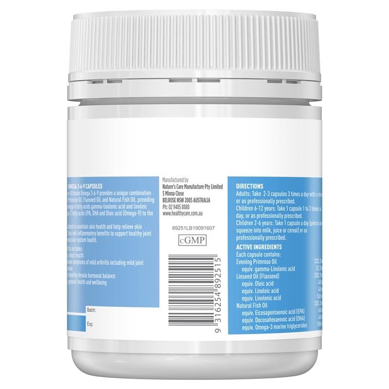 Viên uống bổ sung Omega 3-6-9 Ultimate của Healthy Care 200 viên