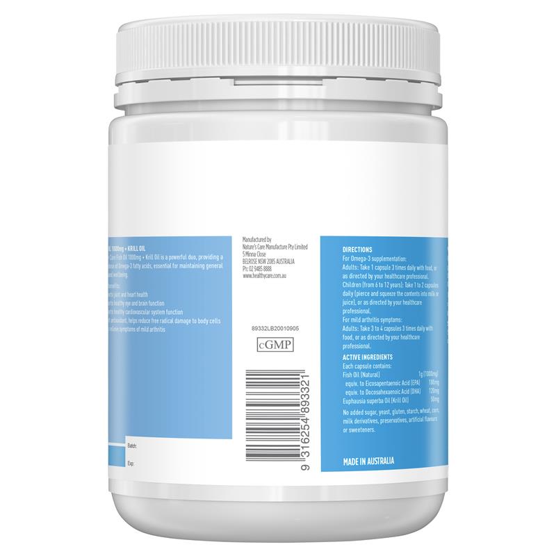 Healthy Care 鱼油 1000 毫克和磷虾 400 粒胶囊