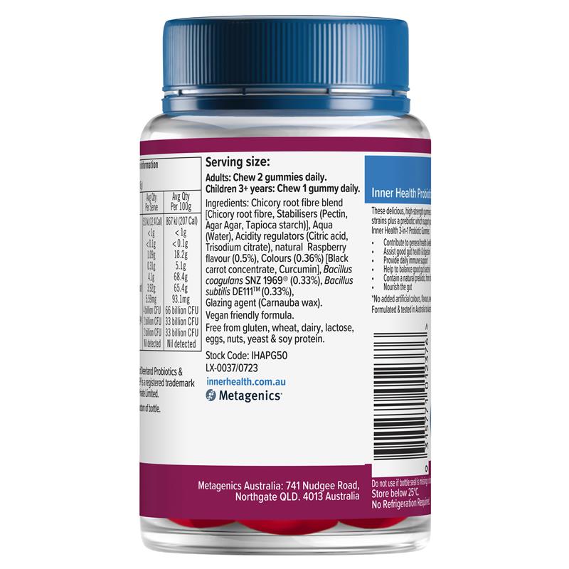 Inner Health 3 in 1 Probiotic Gummies 50 Pack