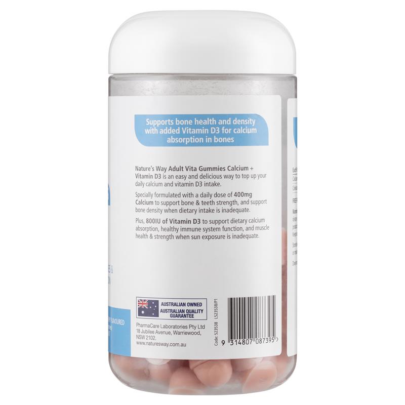 Kẹo dẻo Nature's Way Adult Vita Gummies Calcium + D 130 viên Kích thước độc quyền