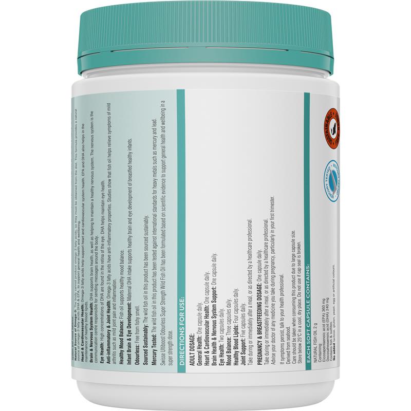 Swisse Ultiboost Odourless Super Strength Wild Fish Oil 2000mg 300 Capsules