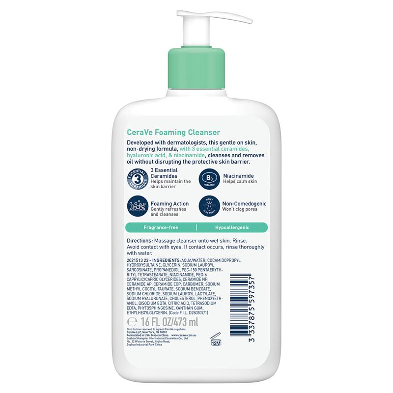 Sữa rửa mặt tạo bọt CeraVe 473ml