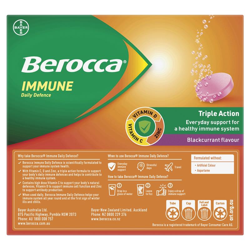 Berocca Immune Daily Defence Blackcurrant 60 Effervescent Tablets Exclusive Size