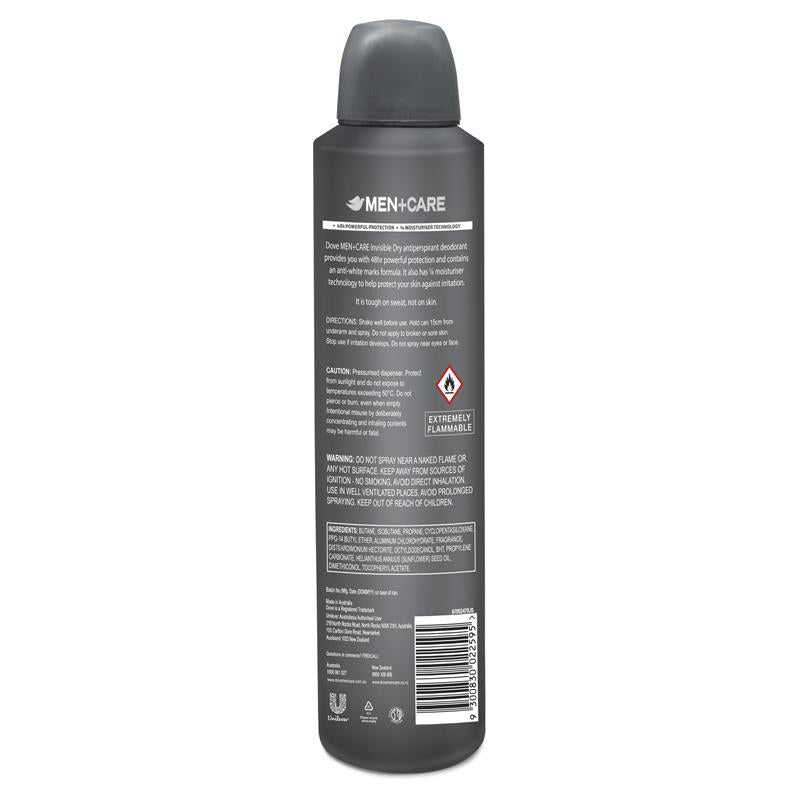 Dove Men Antiperspirant Aerosol Deodorant Invisible Dry 254ml
