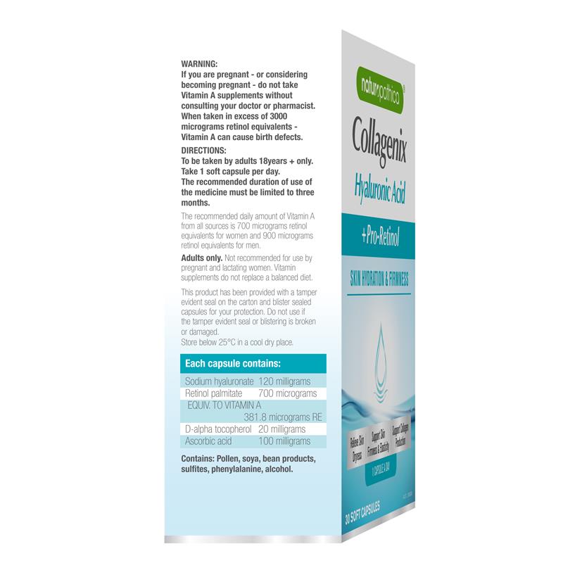 Naturopathica Collagenix Hyaluronic Acid + Pro Retinol 30 Viên Nang