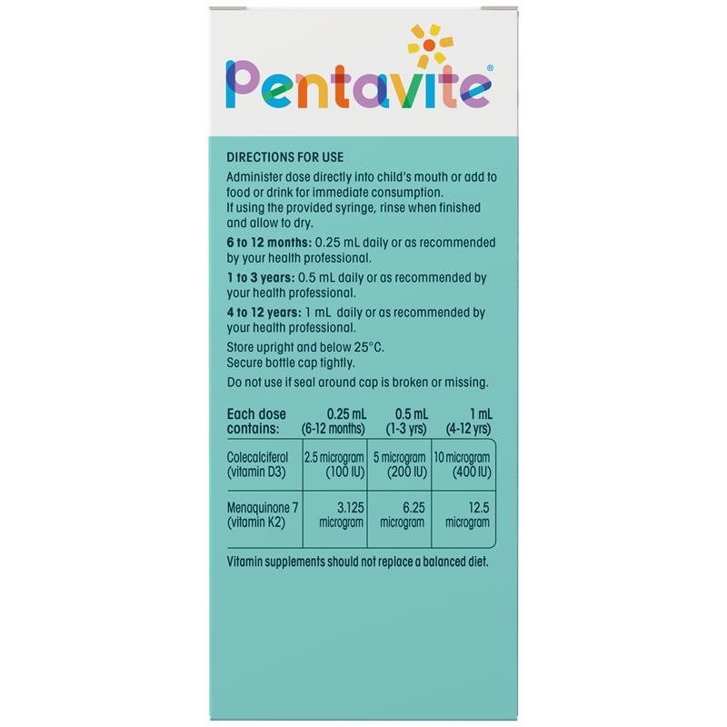Pentavite Vitamin D3 & K2 dạng lỏng cho trẻ em 30ml