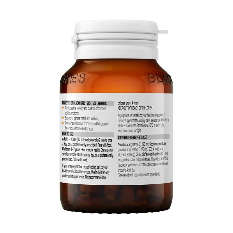 Blackmores Bio C 500mg Chewable Vitamin C Immune Support 50 Tablets