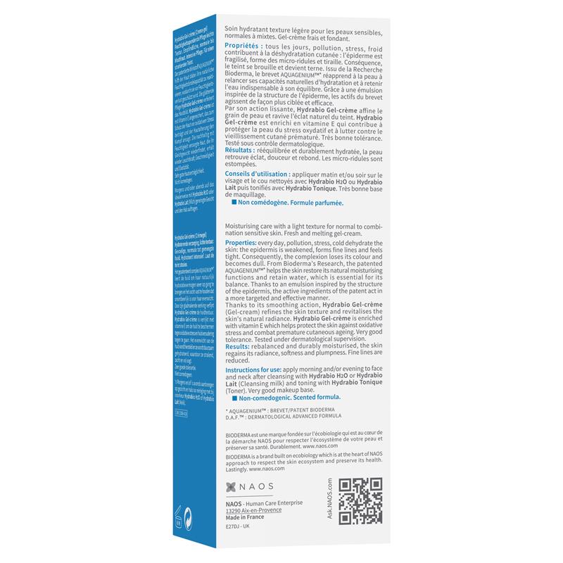 Kem dưỡng ẩm Bioderma Hydrabio Hydrating Gelcrème Light Moisturiser dành cho da mất nước 40ml