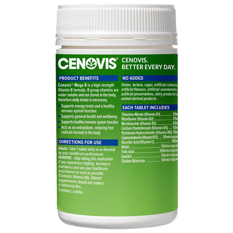 Cenovis 超级维生素 B,含生物素、B3、B6 + B12,提供能量 - 250 片(独家尺寸)