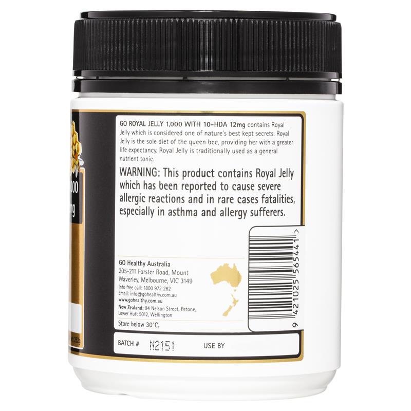GO Healthy Royal Jelly 1000mg 10 HDA 12mg 180 Capsules