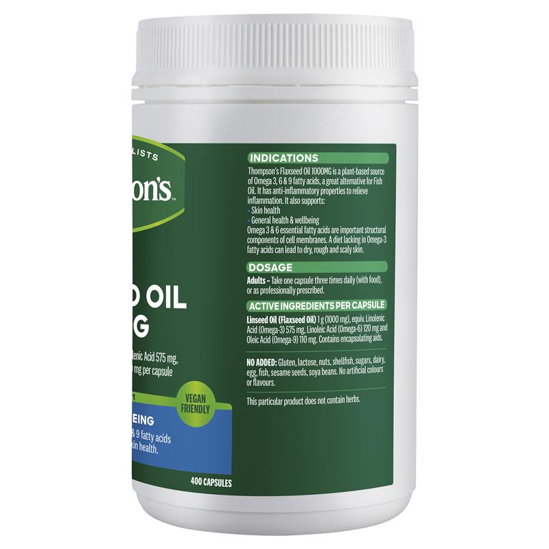 Thompson's Gel-Free Flaxseed Oil 1000mg 400 Capsules