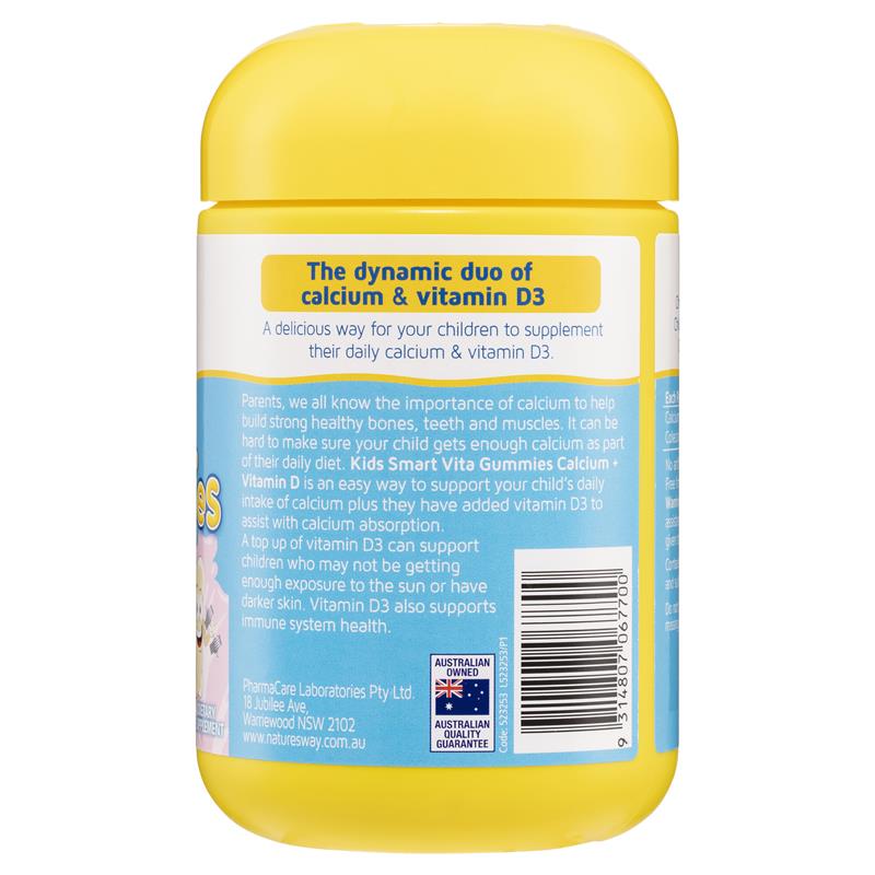 Kẹo dẻo Nature's Way Kids Smart Vita Gummies bổ sung Canxi + Vitamin D 120 viên