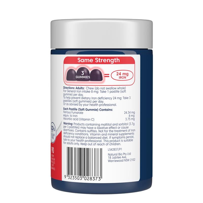 Kẹo dẻo bổ sung sắt + vitamin C Bioglan Therapeutic Gummies 90 viên