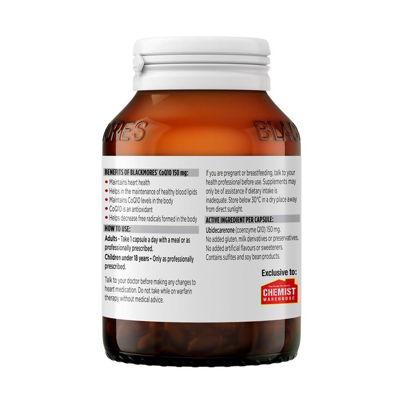 Blackmores CoQ10 150mg Vitamin cho sức khỏe tim mạch 125 viên nang Gói giá trị